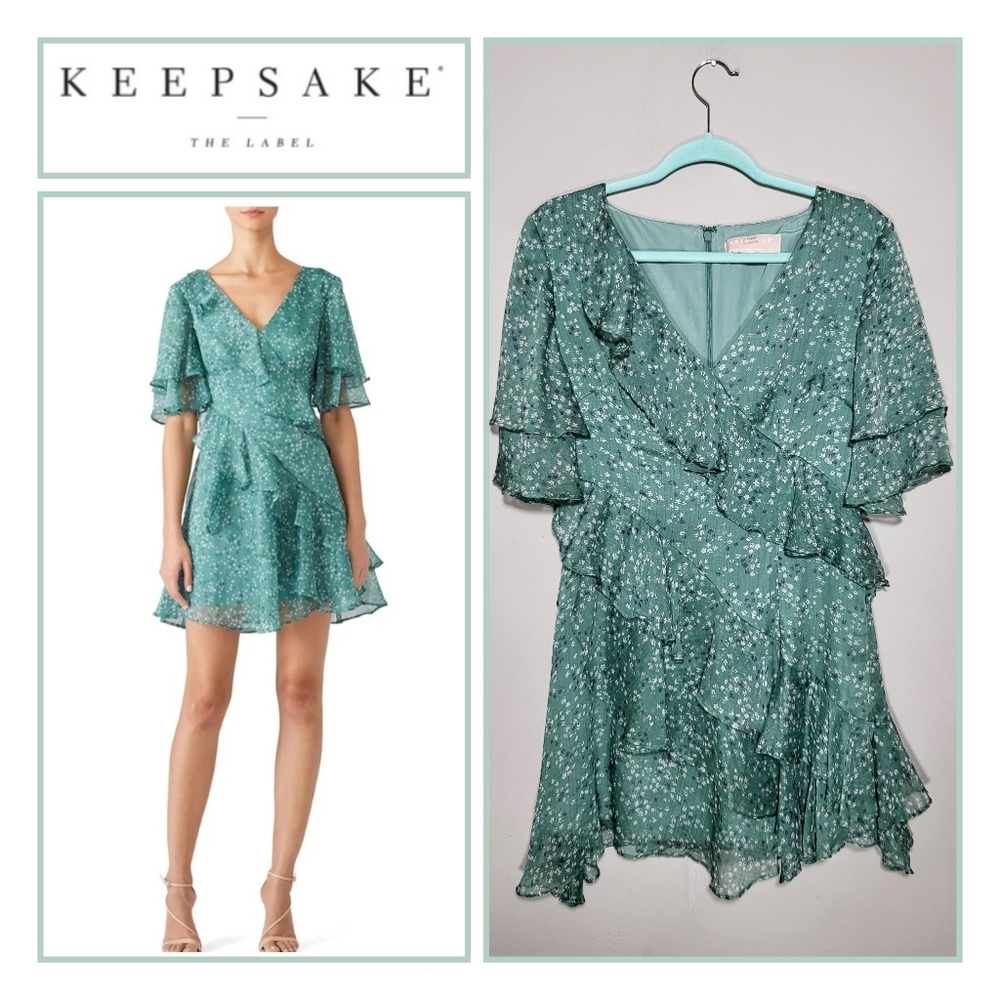 KEEPSAKE Genesis Mini Dress Size Large Tiered Skirt Flowy Fairy Ditsy Floral